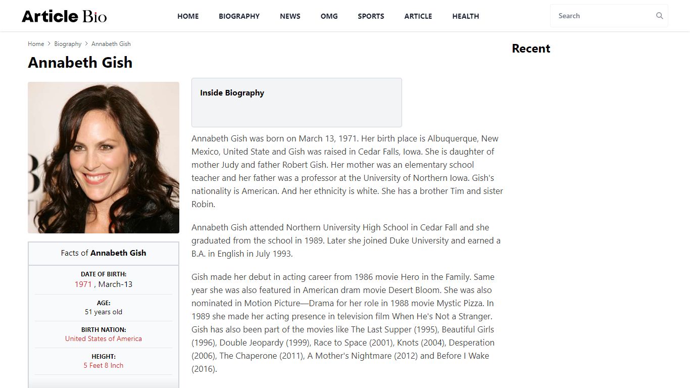Annabeth Gish Bio - affair, married, spouse, salary, net worth ...